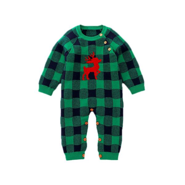 Knitted Long Sleeve Baby Romper with Christmas Design
