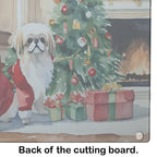 Pekingese Cozy Christmas Glass Cutting Board