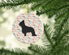Briard Merry Christmas Ceramic Ornament