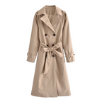 Women's Double-Breasted Belted Vintage Coat