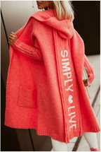 Women's Long Hooded Letter Cardigan