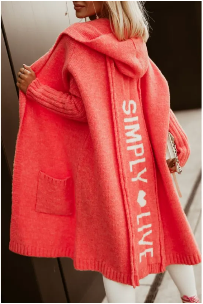 Women's Long Hooded Letter Cardigan