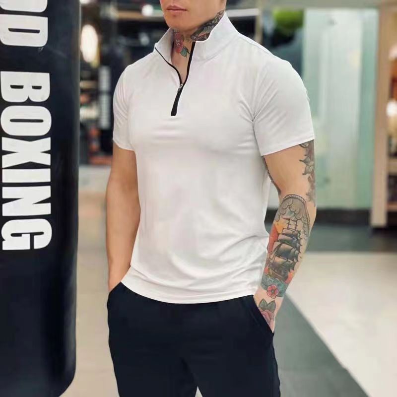 Men's High-Elastic Running Tank Top with Zipper