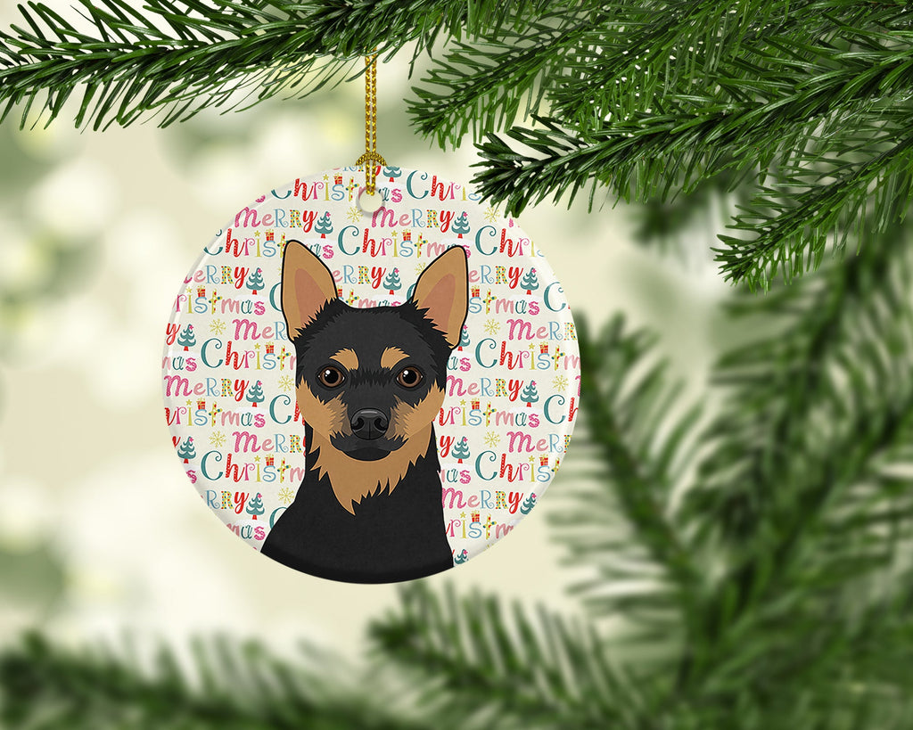 Chihuahua Black and Tan #1 Christmas Ceramic Ornament