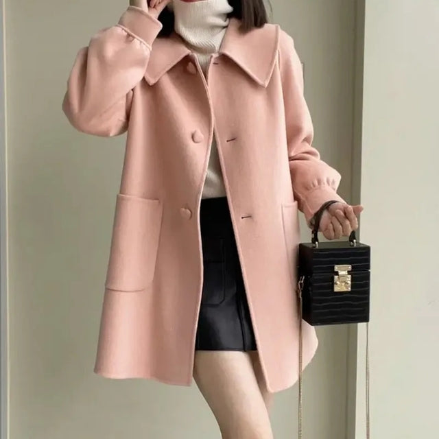 2024 New Korean Thickened Woolen Coat for Women