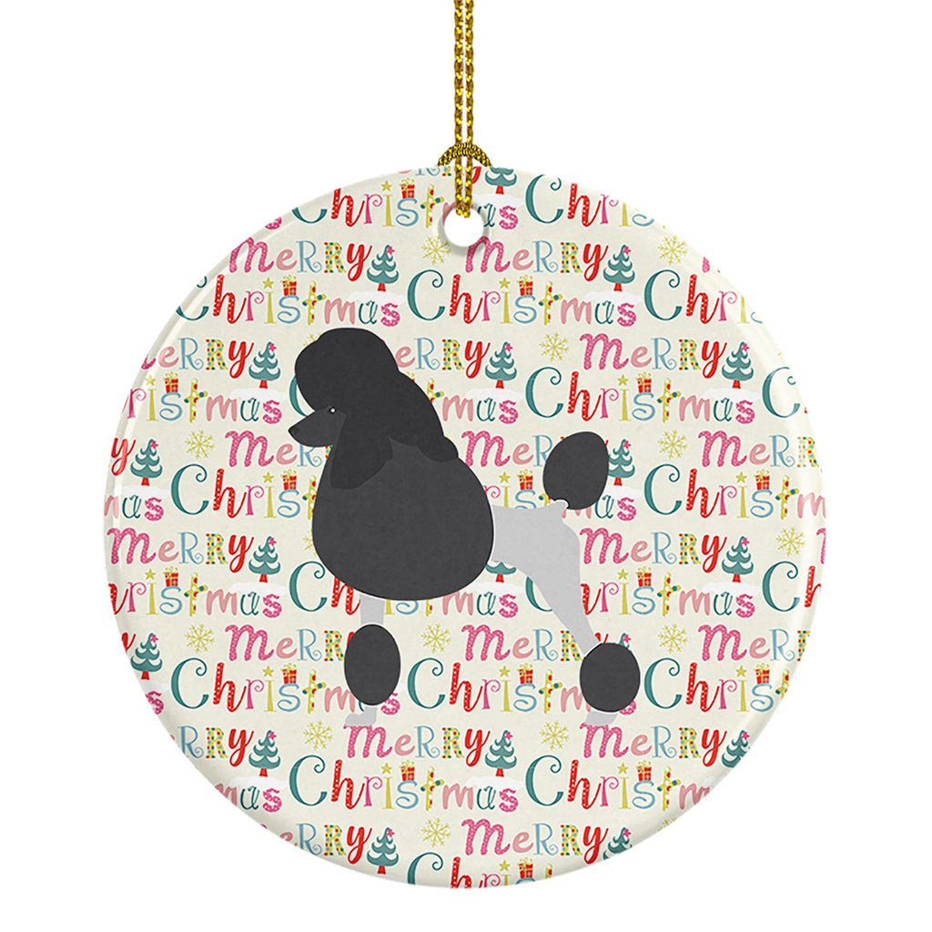 Poodle Merry Christmas Ceramic Ornament