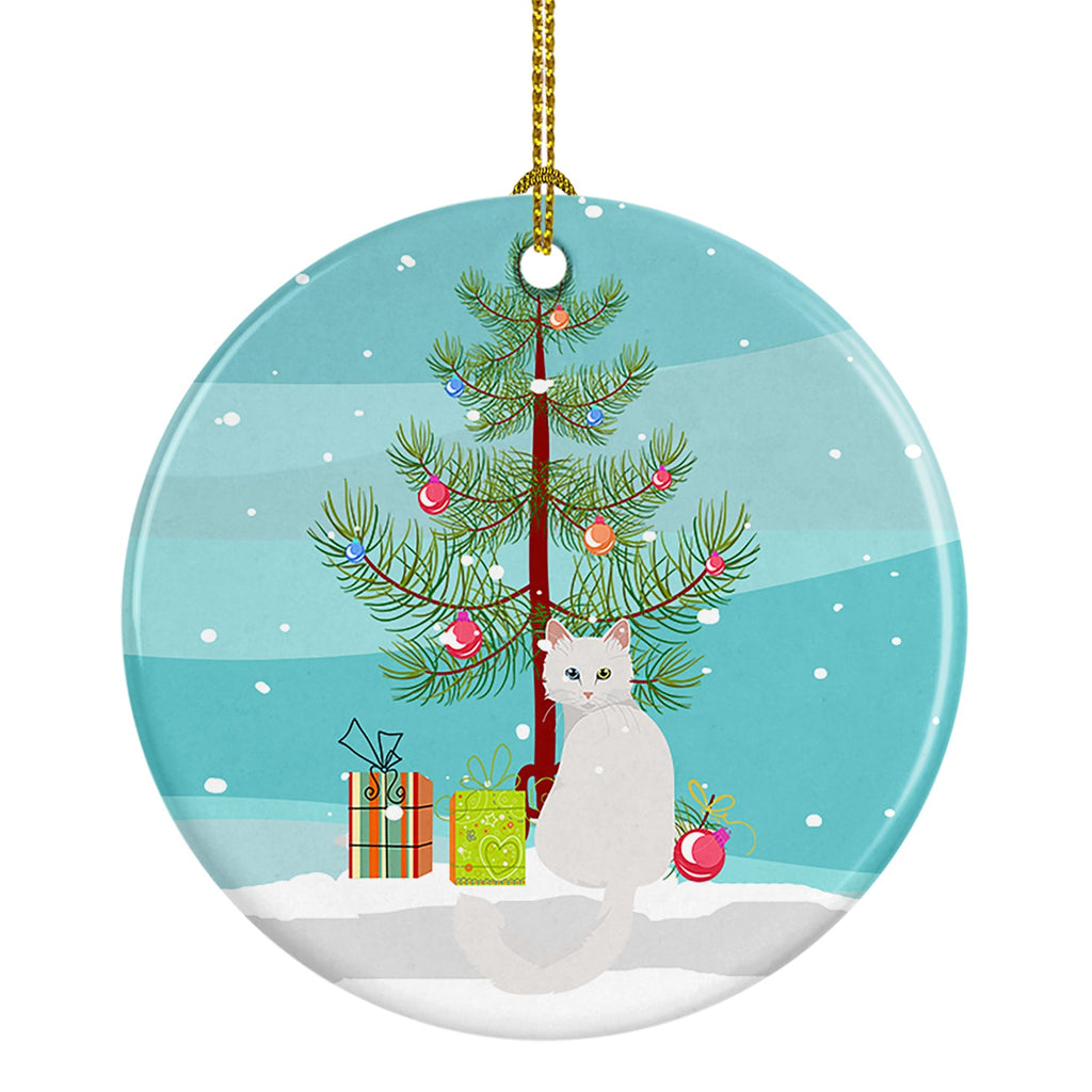 Turkish Angora Cat Christmas Ceramic Ornament