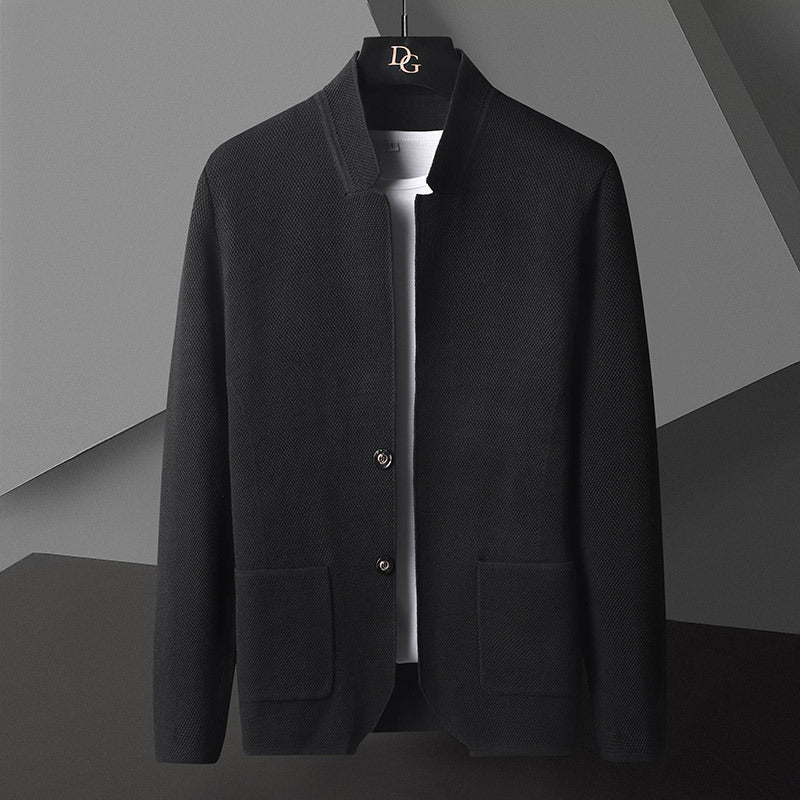 Men's Pocket Stand Collar Cardigan Sweater