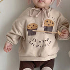 Small Cake Print Fleece Casual Sweatshirt | Streetwear