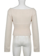 IAMSURE Vintage Basic Slim Printed Cropped Sweater