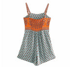 Summer Paisley Floral Print Bodysuit Jumpsuit for Women