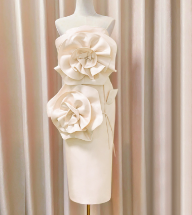 Women's Pure Color Tube Top Dress in Fashionable Style