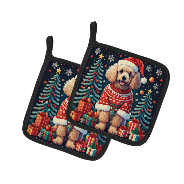 Apricot Toy Poodle Christmas Pair of Pot Holders