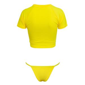 Knot-Style Split Swimsuit with Half-Sleeve Bikini