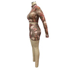 Printed Sheer Mesh Two-Piece Dress Set with Angel Design