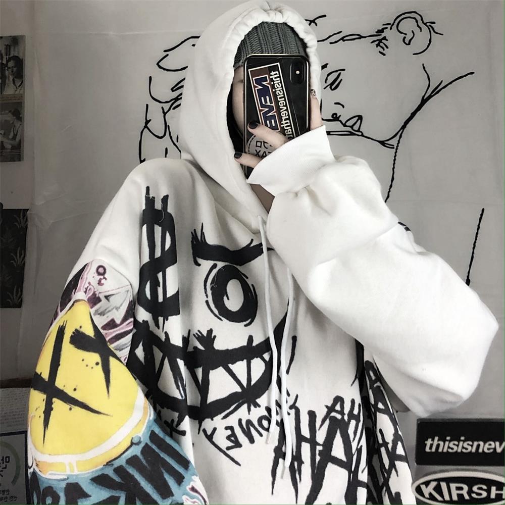 Japanese Cartoon Print Plus Size Fleece Jacket Top