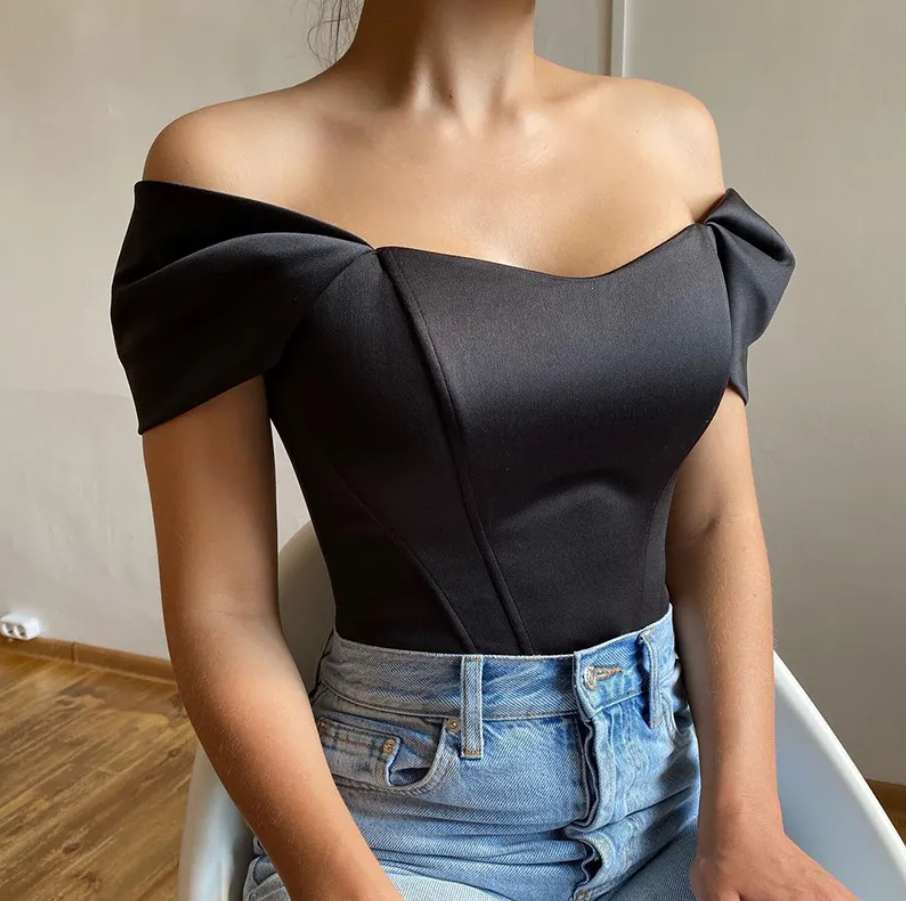 Women's Fishbone Corset Tube Top Vest - Satin Off-Shoulder Blouse