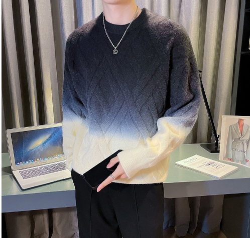 Men's Casual Retro Tie-Dyed Crew Neck Sweater