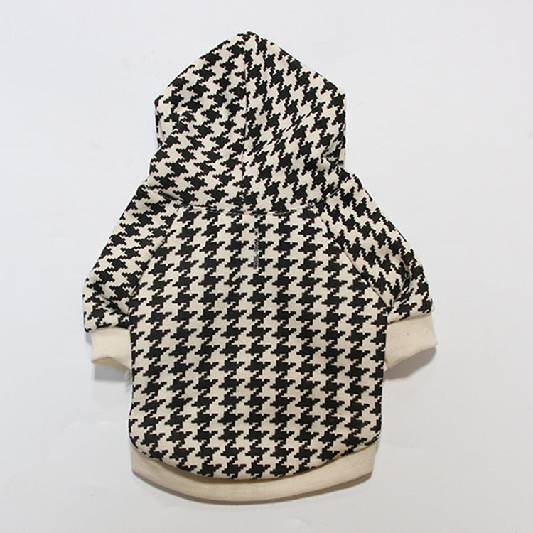 Pet Apparel Dog Hoodie - Christmas Houndstooth Design
