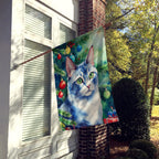 Ojos Azules Cat By the Christmas Tree House Flag