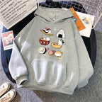 Cute Sushi Rice Ball Kitten Hooded Fleece Sweater
