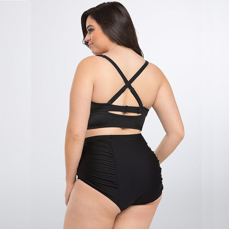 Plus Size High Waist Retro Women's Swimsuit Bikini
