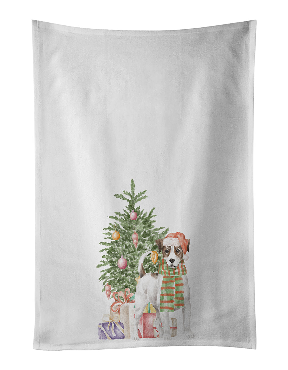 Jack Russell Terrier Smooth Christmas Presents and Tree Kitchen Towel Set of 2