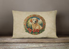 Kuvasz Christmas Flowers Throw Pillow