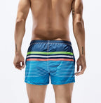 Striped Print Swim Shorts for Beach and Surfing