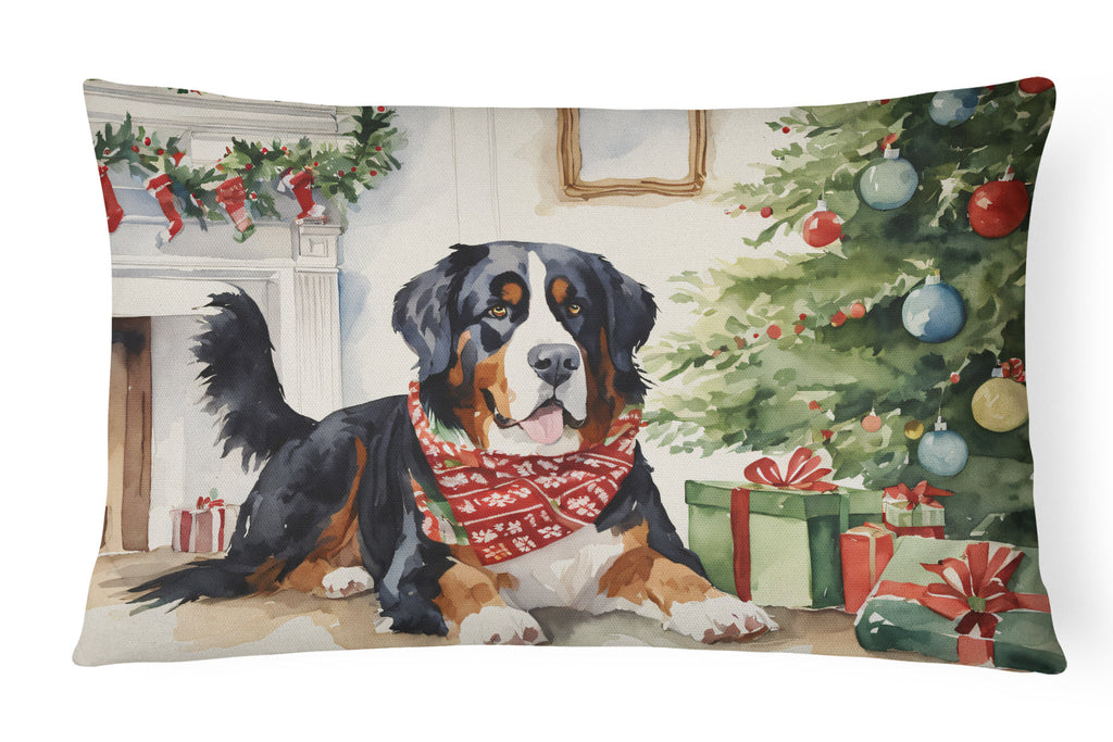 Bernese Mountain Dog Christmas Throw Pillow