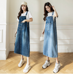 Plus Size Denim Overall Dress for Women (Mid-Length)