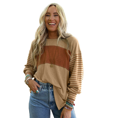 Casual Striped Long-Sleeved Women's Hoodie Top | Streetwear