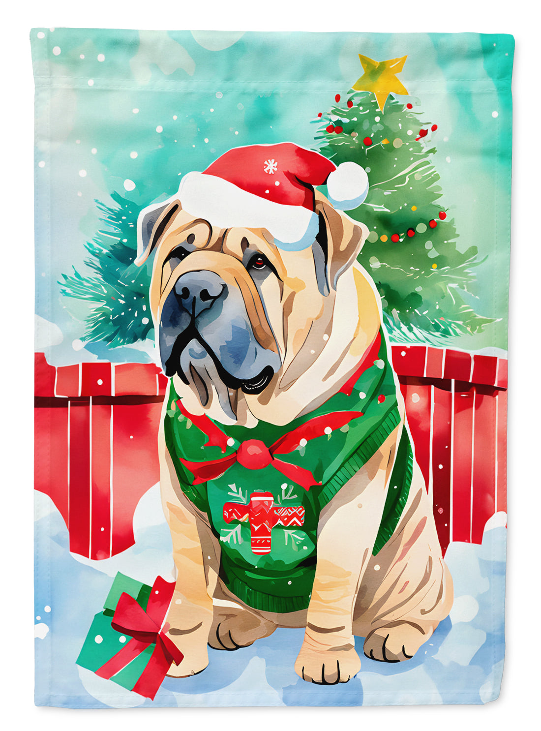 Shar Pei Christmas Garden Flag