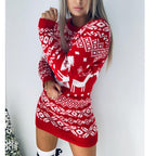 Women's Christmas Knitted Long Sleeve Dress