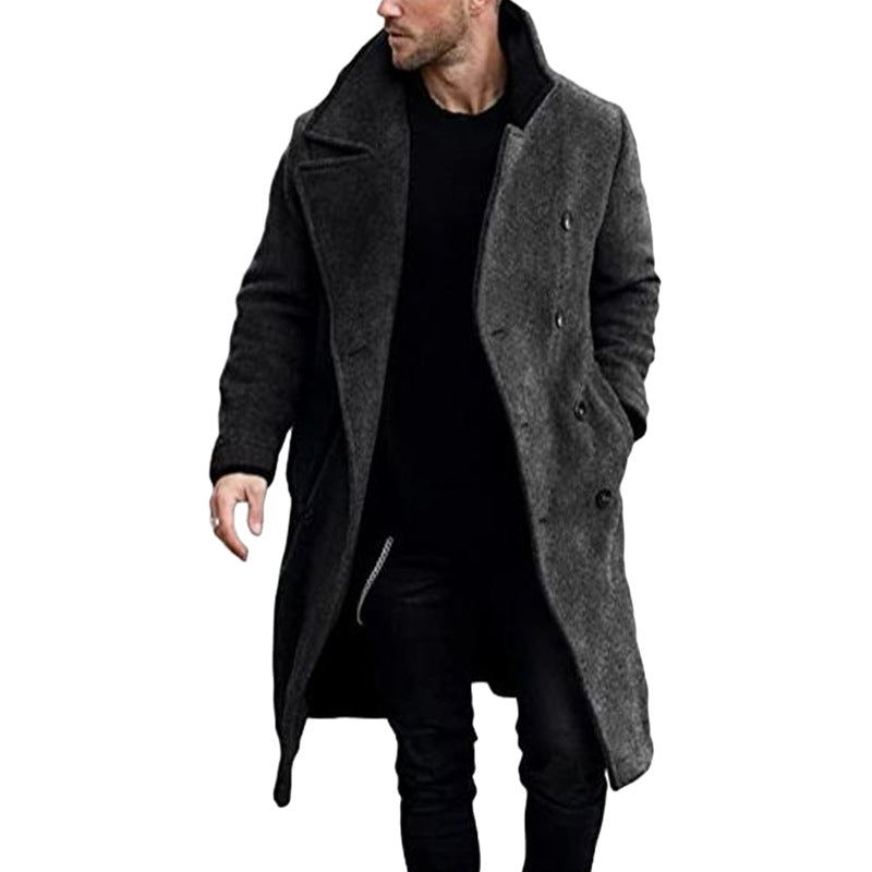 2023 Autumn/Winter Men's Long Woolen Coat Double Breasted