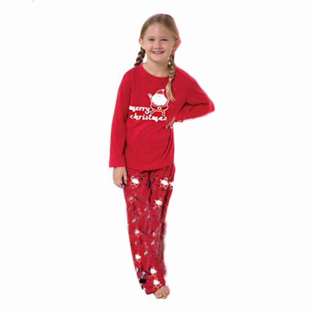 Red Parent-Child Christmas Pajama Set (Two Pieces)