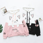 Embroidered Rabbit Ears Thin Hooded Pullover Sweater | Streetwear