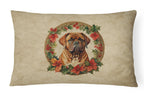 Dogue de Bordeaux Christmas Flowers Throw Pillow