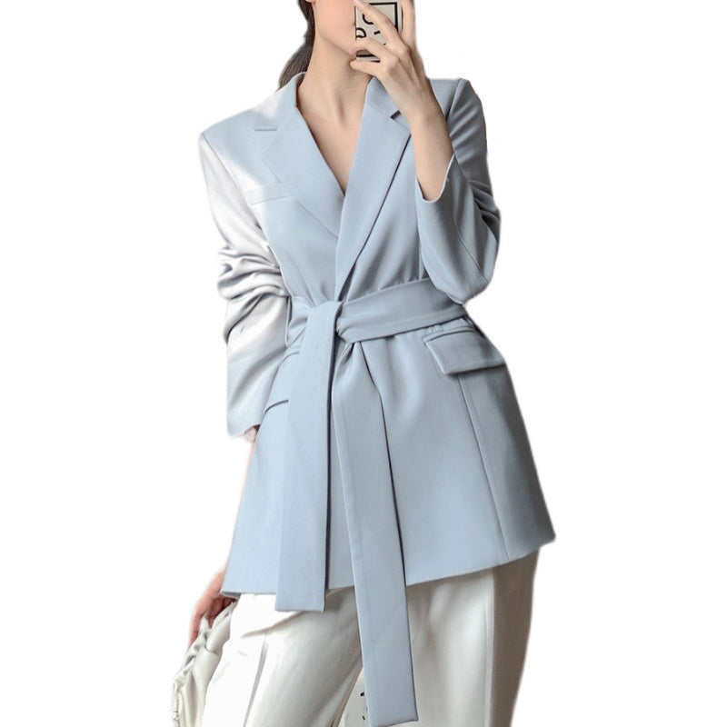 Blue-Gray Loose Korean Style Women’s Suit Jacket