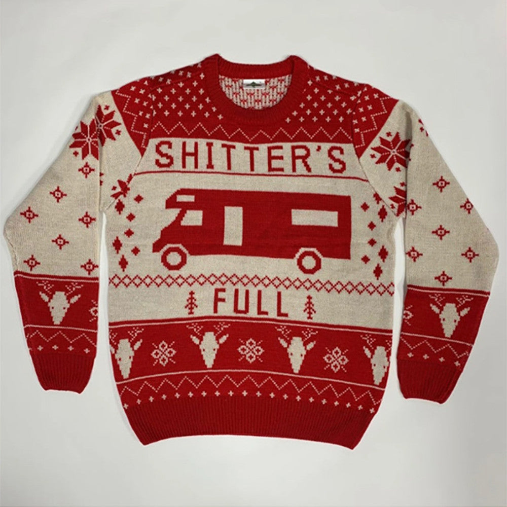 Jacquard Christmas Crewneck Pullover Sweater | Streetwear