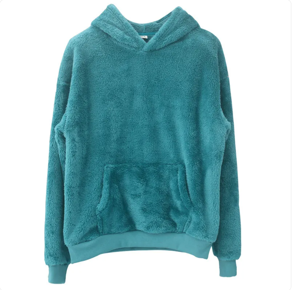 Men's Velvet Hooded Sweatshirt - Plush & Reversible with Pockets | Streetwear