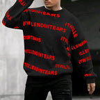 Men's Letter Print Casual Sweater - Loose Round Neck