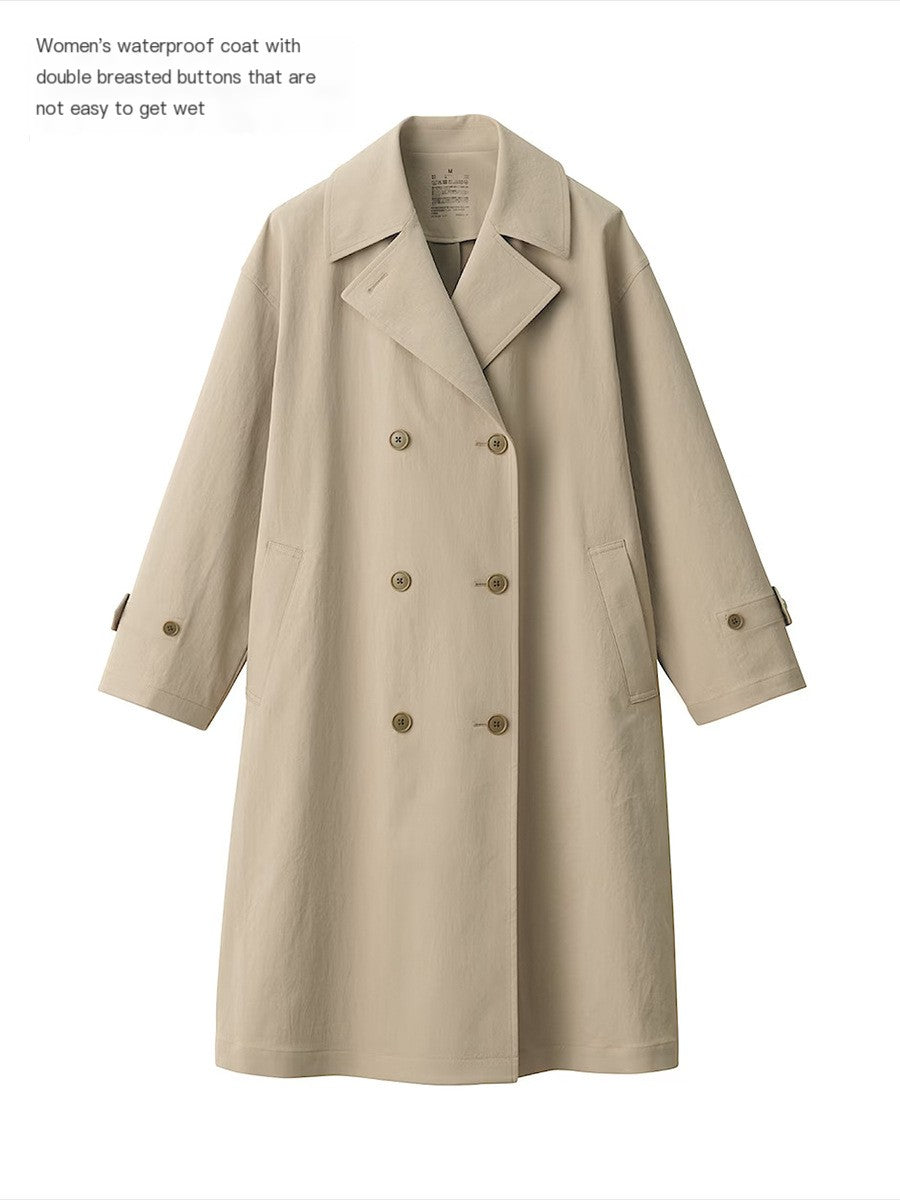 Waterproof Cotton Double-Breasted Wide Windbreaker Coat