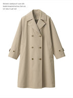 Waterproof Cotton Double-Breasted Wide Windbreaker Coat