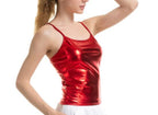 Women's Shiny Metal Camouflage Spaghetti Strap Vest