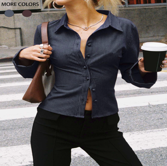 Lapel Breasted Cardigan Long Sleeve Shirt