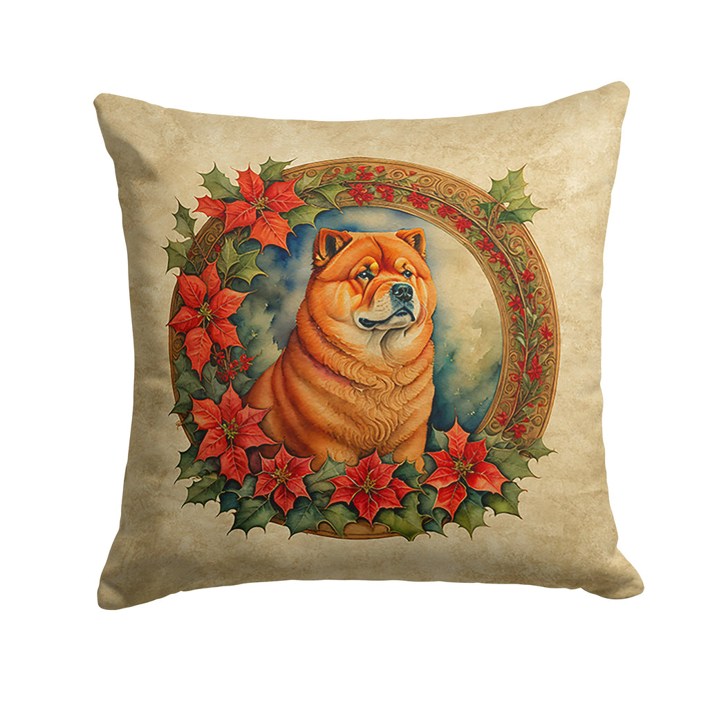 Chow Chow Christmas Flowers Throw Pillow