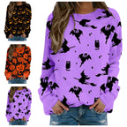 Women's Pumpkin Print Hoodie - Fashionable Loose Fit | Streetwear