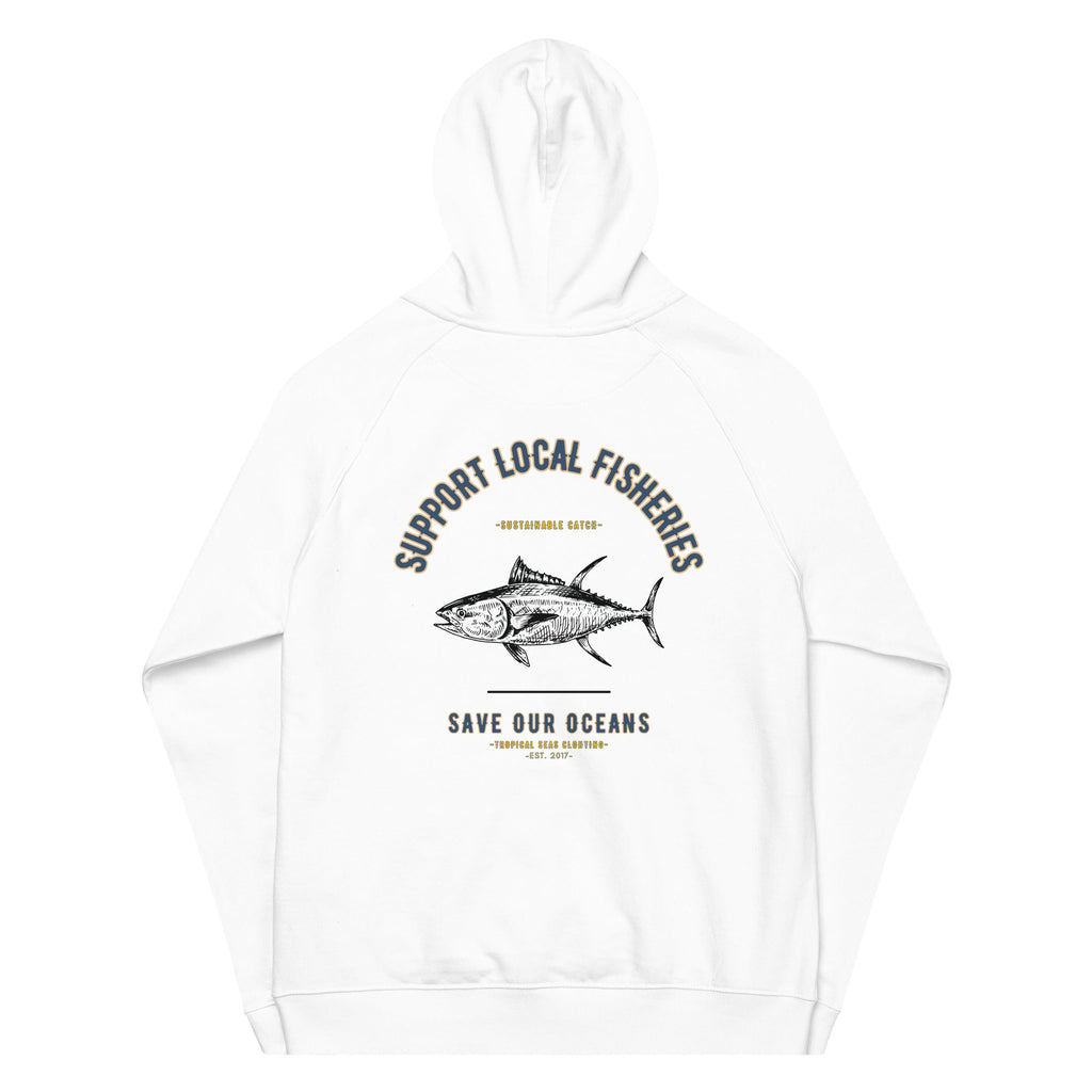 Men's Support Local Fisheries Tuna Eco Raglan Hoodie | Streetwear
