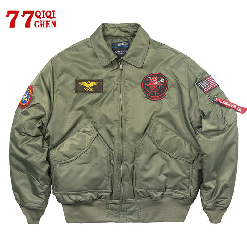 Men's Vintage Bomber Jacket with Embroidered Badge